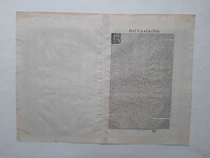 Italië Bologna Stadsplattegrond in vogelvluchtperspectief - G Braun & F Hogenberg - 1588