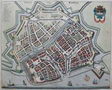 Afbeelding in Gallery-weergave laden, Duitsland Emden Germany Stadsplattegrond in vogelvluchtperspectief - J Janssonius - 1657