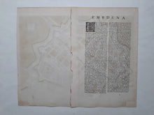 Afbeelding in Gallery-weergave laden, Duitsland Emden Germany Stadsplattegrond in vogelvluchtperspectief - J Janssonius - 1657