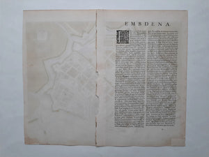 Duitsland Emden Germany Stadsplattegrond in vogelvluchtperspectief - J Janssonius - 1657