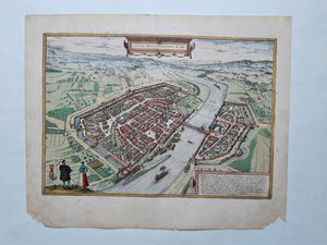 Duitsland Frankfurt am Main Germany Stadsplattegrond in vogelvluchtperspectief - G Braun & F Hogenberg / J Janssonius - 1657