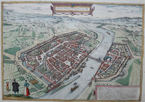 Duitsland Frankfurt am Main Germany Stadsplattegrond in vogelvluchtperspectief - G Braun & F Hogenberg / J Janssonius - 1657