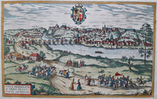 Load image in Gallery view, Belarus Grodno (Hrodna) Wit-Rusland Vogelvluchtperspectief - G Braun &amp; F Hogenberg - 1575