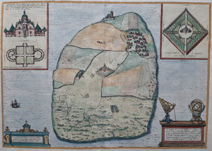 Zweden Hven Uraniborg Observatorium Tycho Brahe - G Braun & F Hogenberg - 1588