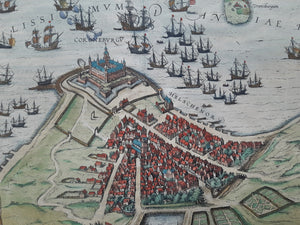 Denemarken Zweden Sont Helsingør Landskrona Helsingborg - G Braun & F Hogenberg - 1588