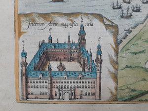 Denemarken Zweden Sont Helsingør Landskrona Helsingborg - G Braun & F Hogenberg - 1588