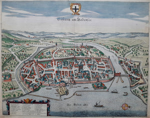Duitsland Konstantz Germany Stadsplattegrond in vogelvluchtperspectief - J Janssonius - 1657