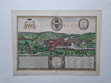 Afbeelding in Gallery-weergave laden, België Luik in vogelvluchtperspectief Belgium Liège - G Braun &amp; F Hogenberg - 1572