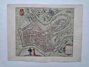 Luxemburg Stadsplattegrond in vogelvluchtperspectief - G Braun & F Hogenberg - 1588