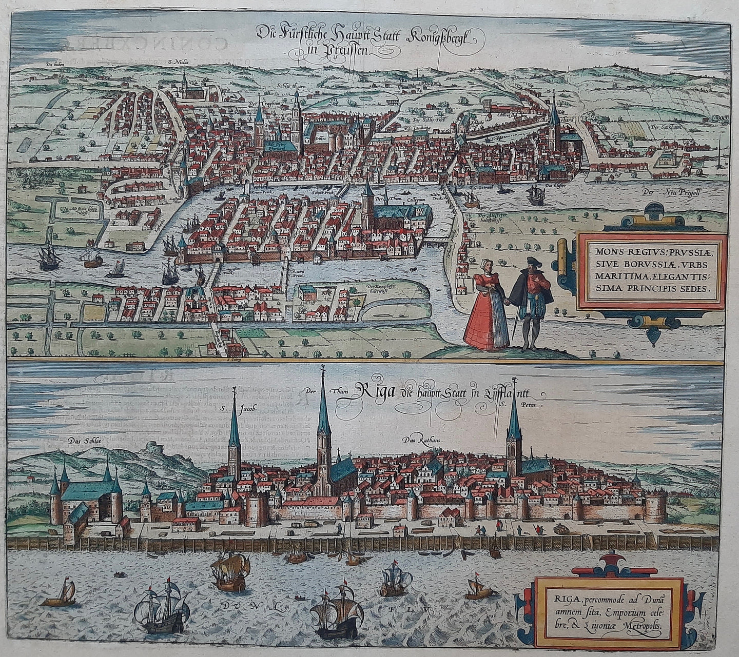 Letland Riga Latvia Rusland Kaliningrad (Königsberg) Russia - G Braun & F Hogenberg - 1588