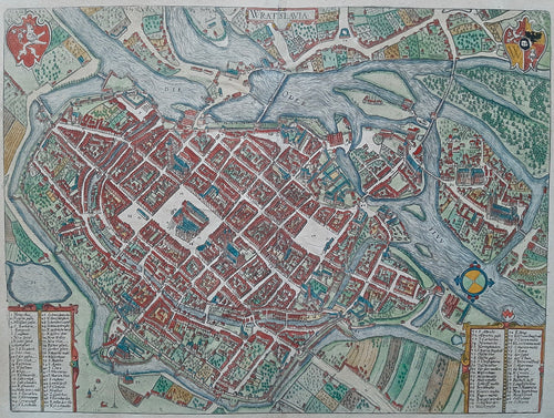 Polen Wroclaw (Breslau) Stadsplattegrond in vogelvluchtperspectief - G Braun & F Hogenberg - ca. 1617
