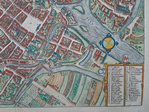 Polen Wroclaw (Breslau) Stadsplattegrond in vogelvluchtperspectief - G Braun & F Hogenberg - ca. 1617