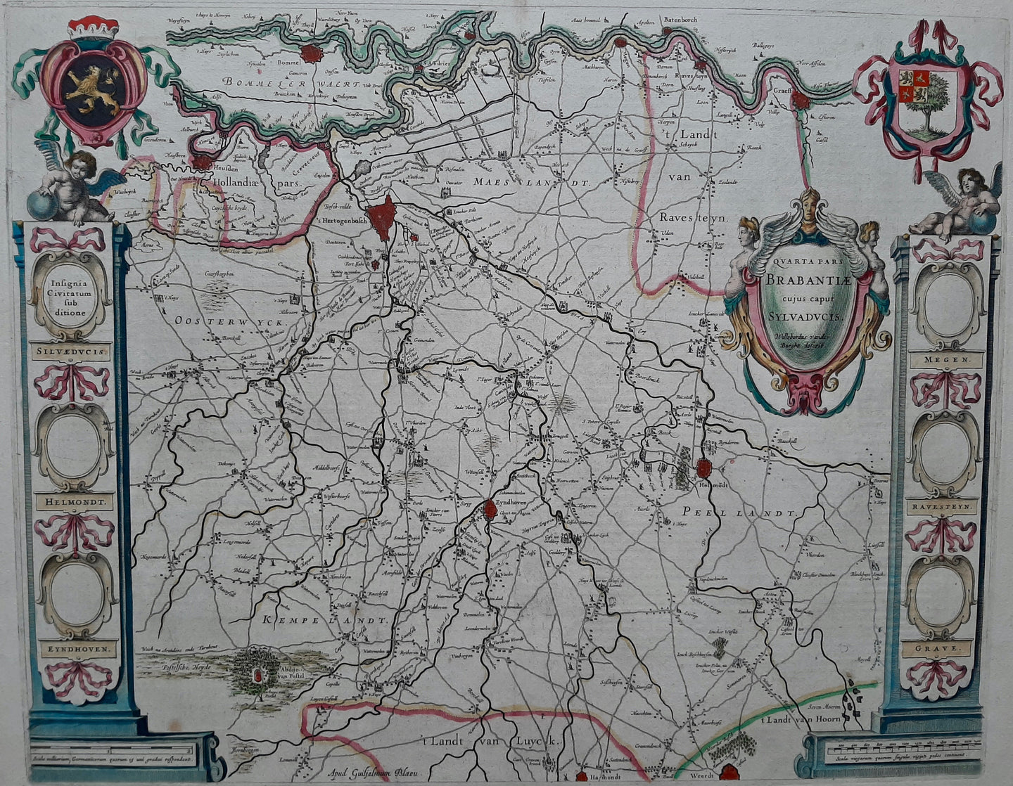Brabant Quarta Pars Brabantiae cujus caput Sylvaducis 's-Hertogenbosch Eindhoven - WJ Blaeu - 1635