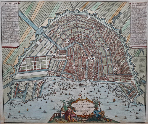 AMSTERDAM Stadsplattegrond - J Senex / S Parker - 1720