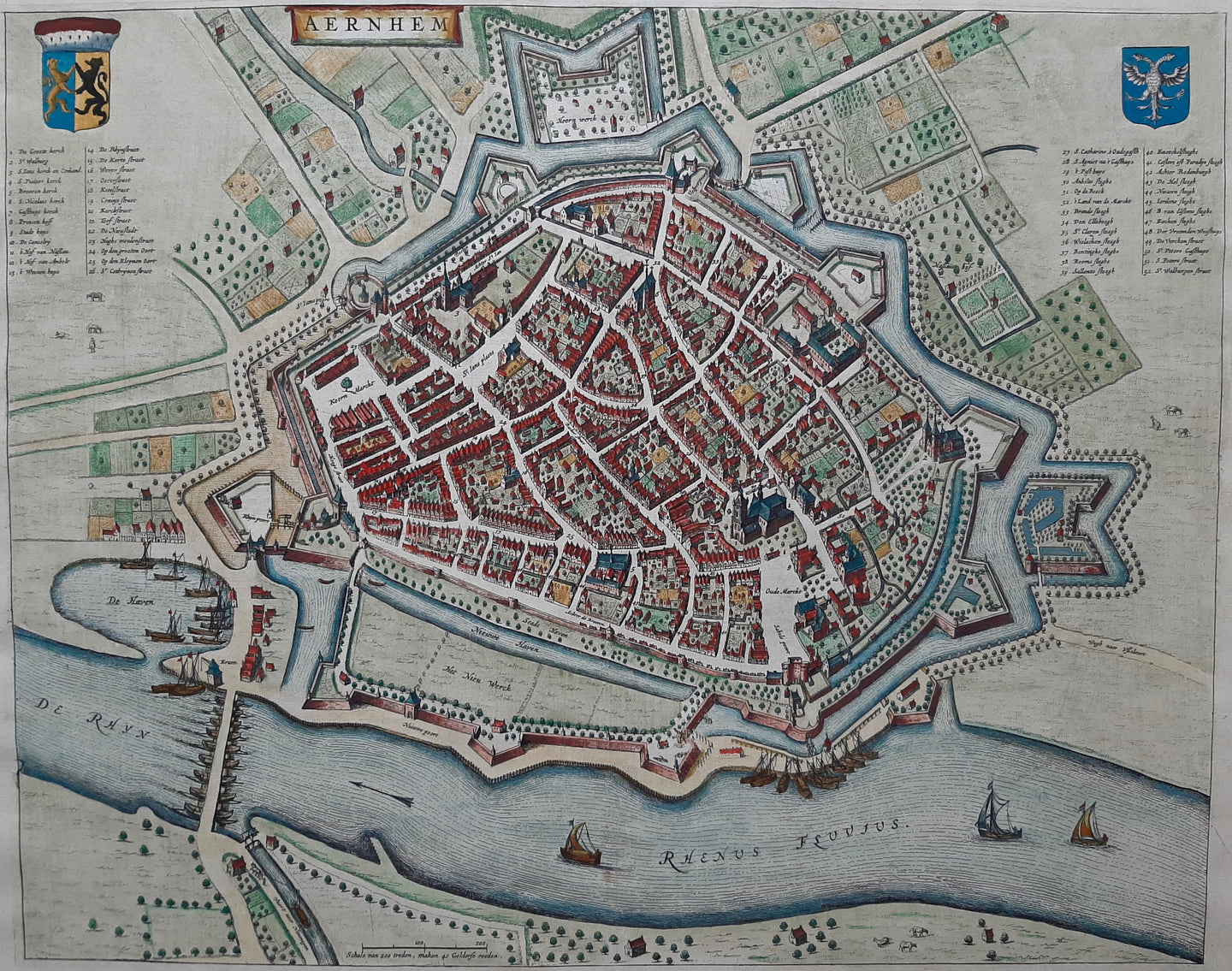 Arnhem Stadsplattegrond in vogelvluchtperspectief - J Blaeu - 1649