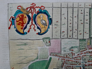 Den Haag Stadsplattegrond in vogelvluchtperspectief van 's-Gravenhage - G Braun & F Hogenberg / J Janssonius - 1657