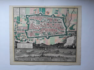 Utrecht Stadsplattegrond en aanzicht - M Seutter - ca. 1740