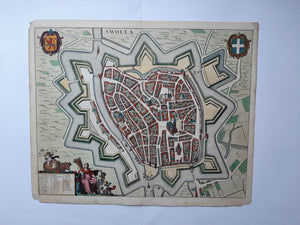 Zwolle - Stadsplattegrond in vogelvluchtperspectief - J Janssonius - 1657
