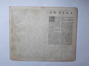 Zwolle - Stadsplattegrond in vogelvluchtperspectief - J Janssonius - 1657
