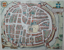 Afbeelding in Gallery-weergave laden, Zwolle Stadsplattegrond in vogelvluchtperspectief - G Braun &amp; F Hogenberg / J Janssonius - 1657