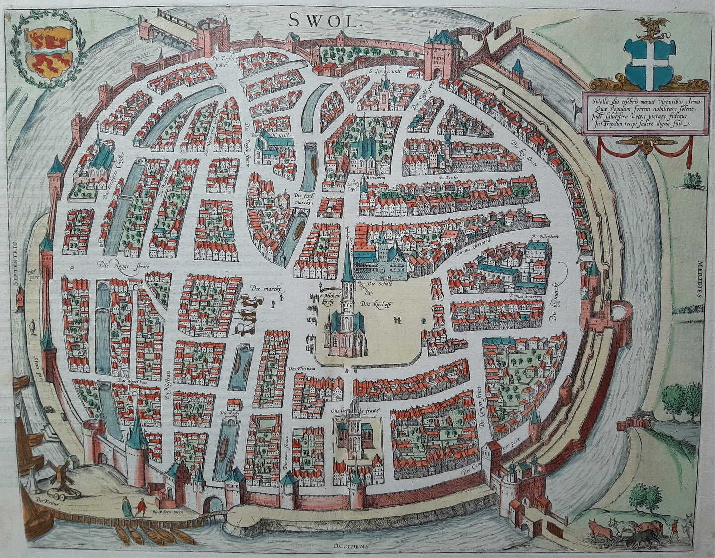 Zwolle Stadsplattegrond in vogelvluchtperspectief - G Braun & F Hogenberg / J Janssonius - 1657
