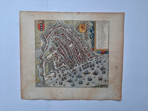 Amsterdam Stadsplattegrond in vogelvluchtperspectief - WJ Blaeu / L Guicciardini - 1612