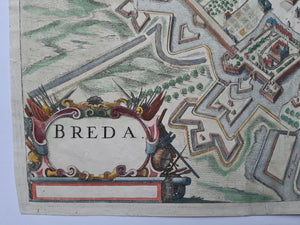 Breda Stadsplattegrond in vogelvluchtperspectief - G Leti - 1690