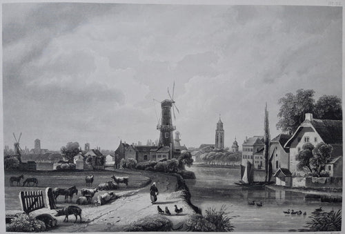 Utrecht Aanzicht met de Domtoren centraal in de voorstelling - JL Bleuler / S Himely - 1826