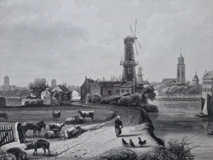 Utrecht Aanzicht met de Domtoren centraal in de voorstelling - JL Bleuler / S Himely - 1826