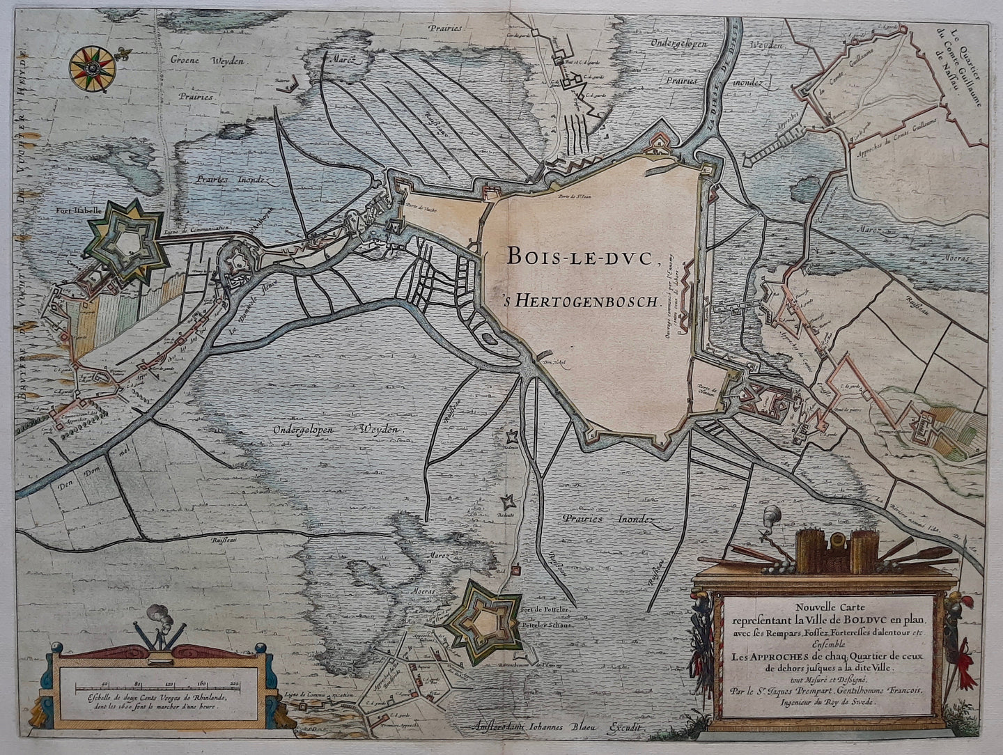 Den Bosch Nouvelle Carte representant la Ville de Bolduc en plan, () 's-Hertogenbosch - J Blaeu - 1649