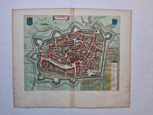 Leeuwarden Stadsplattegrond in vogelvluchtperspectief - J Blaeu - 1649