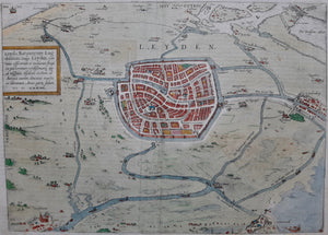 Leiden Vogelvluchtplattegrond stad en omgeving - G Braun & F Hogenberg / J Janssonius - 1657