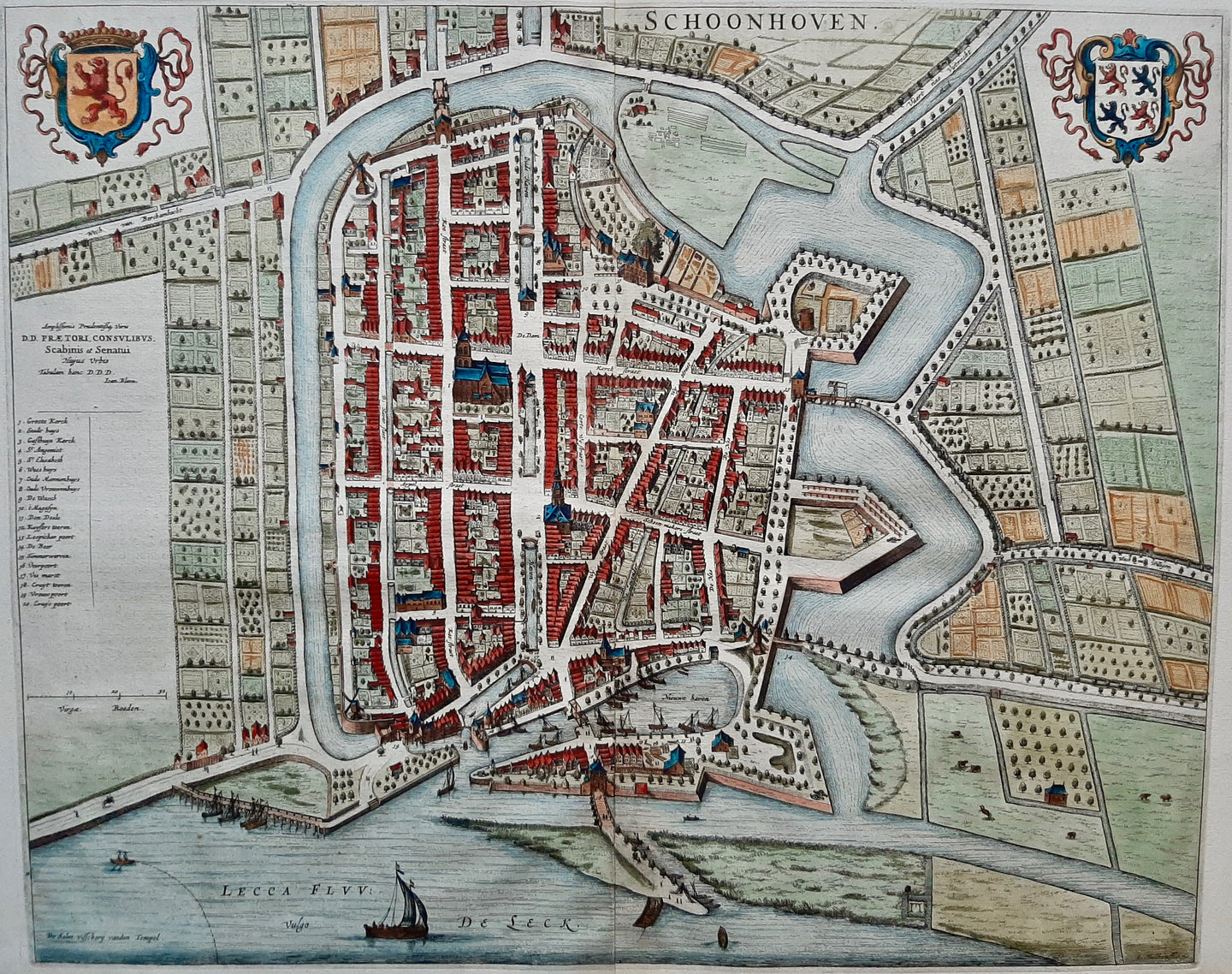 Schoonhoven Stadsplattegrond in vogelvluchtperspectief - J Blaeu - 1649