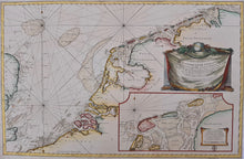 Load image in Gallery view, Nederlandse en Vlaamse kust met inzetkaart Texel, Vlieland en Terschelling - JN Bellin - 1763