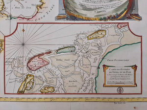 Nederlandse en Vlaamse kust met inzetkaart Texel, Vlieland en Terschelling - JN Bellin - 1763