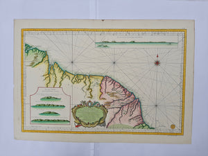 ZUID-AMERIKA Guyana, Suriname en Frans Guyana Zeekaart - JN Bellin - 1760
