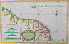 Afbeelding in Gallery-weergave laden, ZUID-AMERIKA Guyana, Suriname en Frans Guyana Zeekaart - JN Bellin - 1760