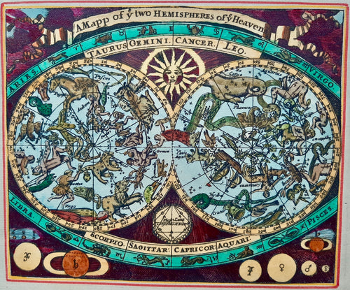 Sterrenkaart Celestial map - John Seller - circa 1680