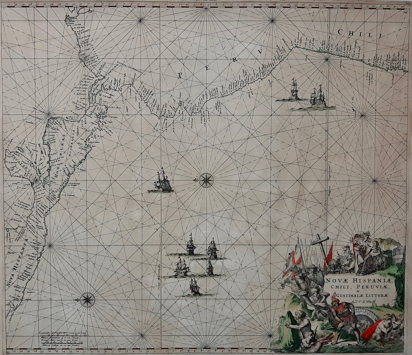 Amerika Central and South America sea chart - F de Wit - 1675