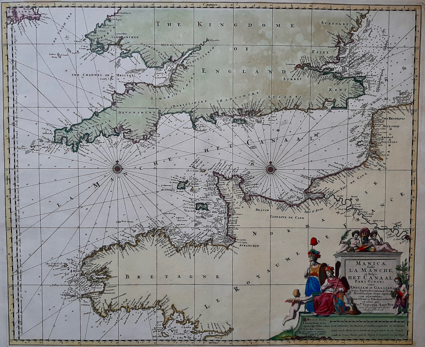 Frankrijk Engeland Zeekaart Het Kanaal La Manche The English Channel France England Chart - Nicolaes Visscher - circa 1690