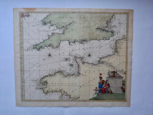 Load image in Gallery view, Frankrijk Engeland Zeekaart Het Kanaal La Manche The English Channel France England Chart - Nicolaes Visscher - circa 1690