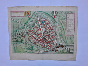 Gouda Stadsplattegrond in vogelvluchtperspectief - G Braun & F Hogenberg - 1588