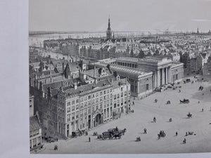 Amsterdam Panorama van de Dam gezien vanaf het paleis - F Buffa - circa 1850