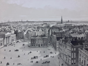 Amsterdam Panorama van de Dam gezien vanaf het paleis - F Buffa - circa 1850