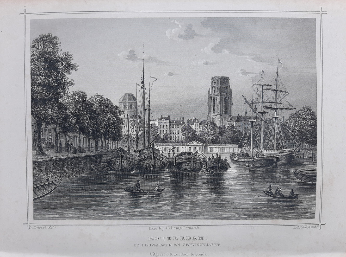 ROTTERDAM Leuvehaven en zeevismarkt - JL Terwen / GB van Goor - 1858