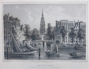 AMSTERDAM Gezicht vanaf de Amstel op de Zuiderkerk - JL Terwen / GB van Goor - 1858