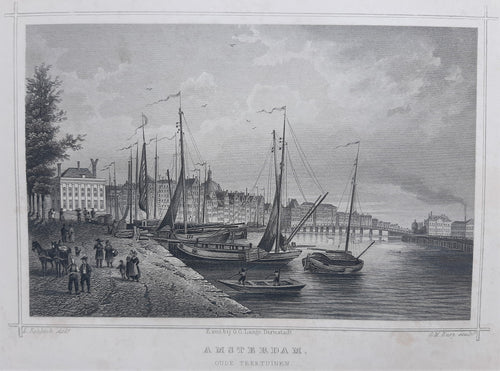 AMSTERDAM Oude Teertuinen gezien van het Kamperhoofd - JL Terwen / GB van Goor - 1858
