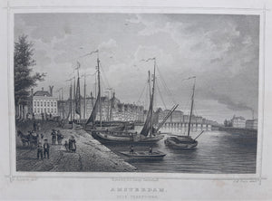 AMSTERDAM Oude Teertuinen gezien van het Kamperhoofd - JL Terwen / GB van Goor - 1858