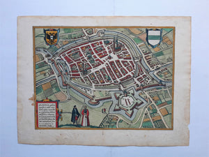 Groningen Stadsplattegrond in vogelvluchtperspectief - G Braun & F Hogenberg - 1582