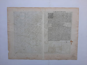 Groningen Stadsplattegrond in vogelvluchtperspectief - G Braun & F Hogenberg - 1582
